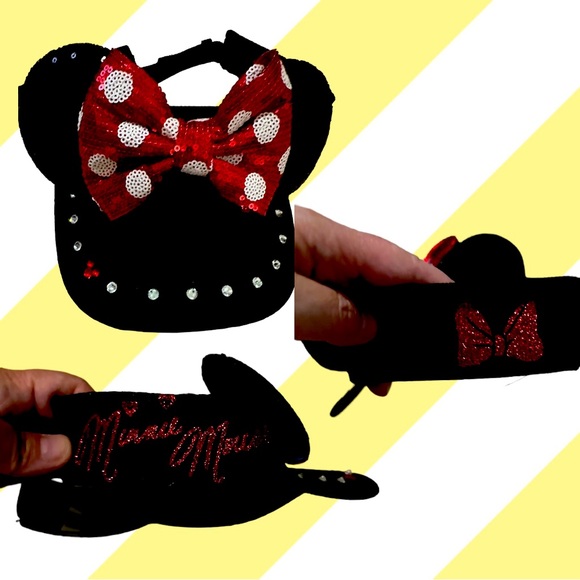 Minnie Mouse Black and Red Polka Dot Bow Hat - Picture 1 of 1